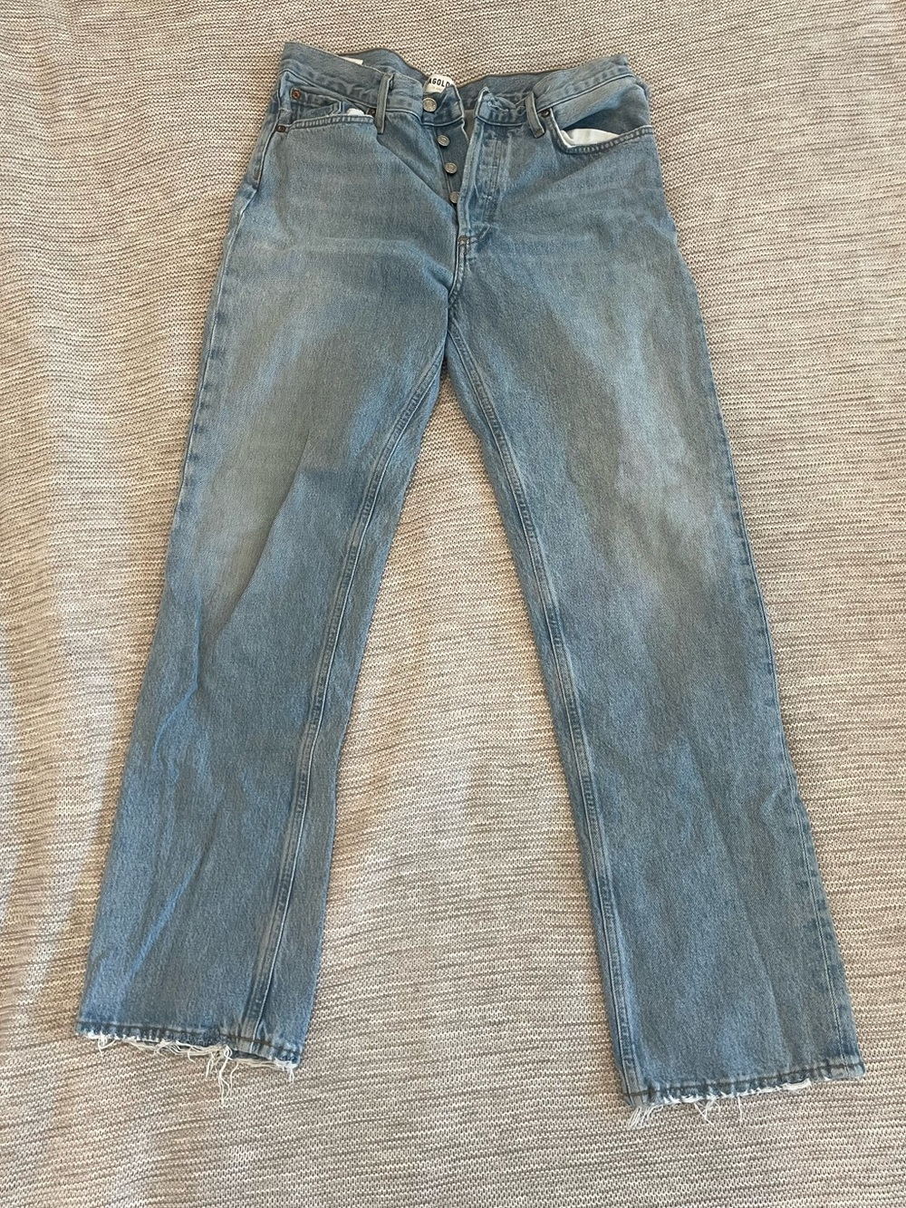 Agolde Light Blue High-Rise Straight Leg Jeans